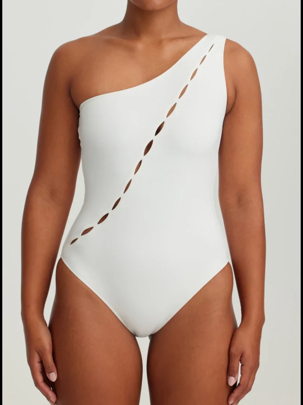 Silver One-Shoulder Cutout Women's One-Piece Marysia swimsuit